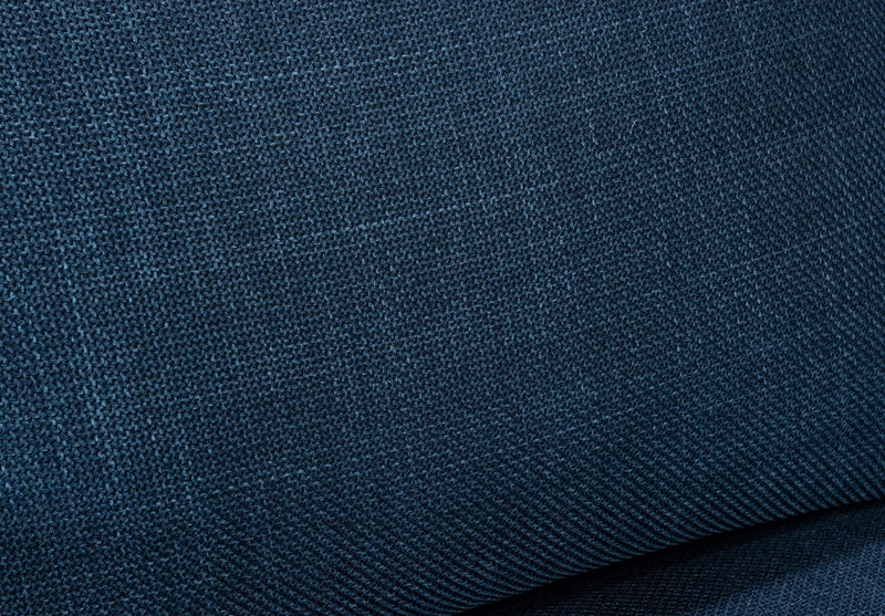 Sofa River de 87 po en tissu d’apparence lin avec base et pattes en bois - bleu