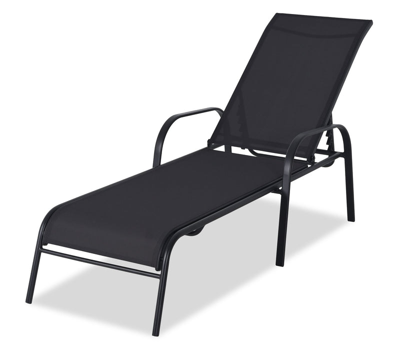 Chaise longue Tuscany pour la terrasse à l’extérieur avec dossier réglable - métal, résistante aux rayons UV et aux intempéries - grise et noire