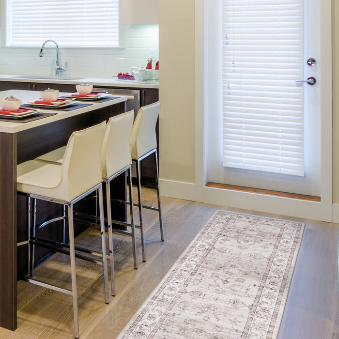 Carpette longue Aylin ivoire lavable - 2 pi x 7 pi