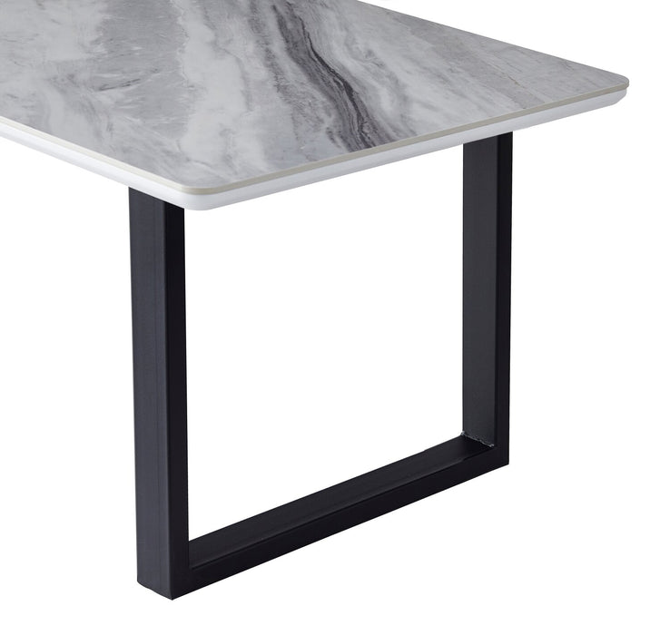 Table à café moderne Serena de 47,25 po - blanche et noire avec imitation de marbre