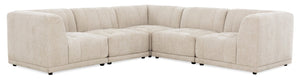 Sofa sectionnel modulaire Oaklyn Kort & Co. 5 pièces en tissu avec coussins de siège capitonnés - beige