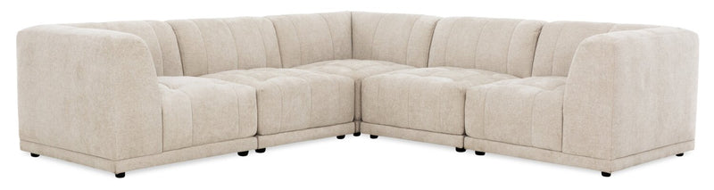 Sofa sectionnel modulaire Oaklyn Kort & Co. 5 pièces en tissu avec coussins de siège capitonnés - beige