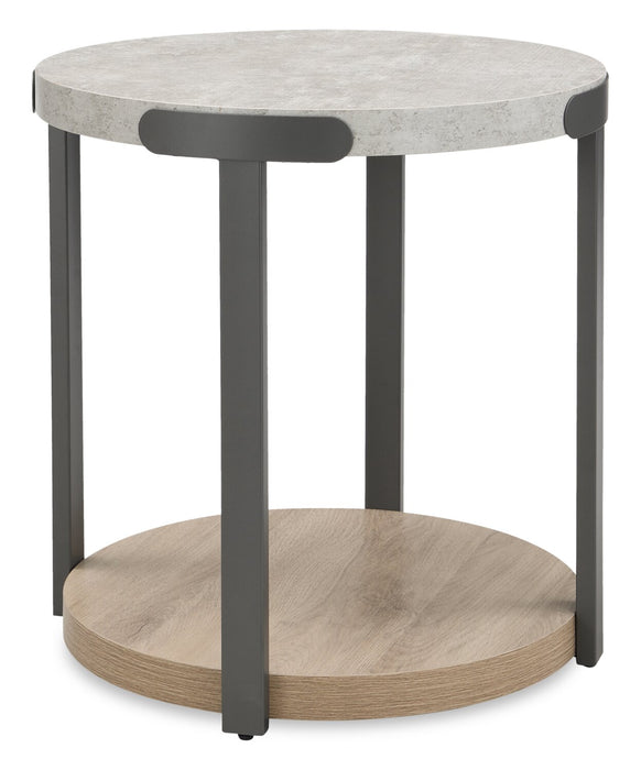 Table de bout ronde Felicity de 22 po avec tablette - grise