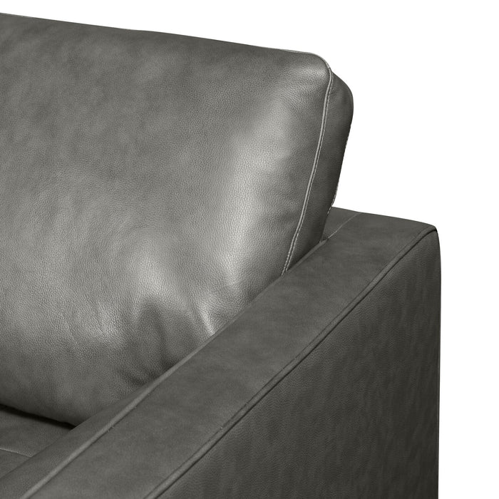 Fauteuil Edge de 35 po en cuir véritable avec pattes en bois et coussin de dossier amovible - gris
