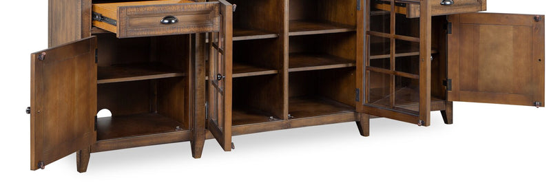 Meuble pour téléviseur traditionnel Wesley de 80 po avec rangement et système de gestion des câbles pour téléviseurs jusqu’à 85 po - muscade grillée