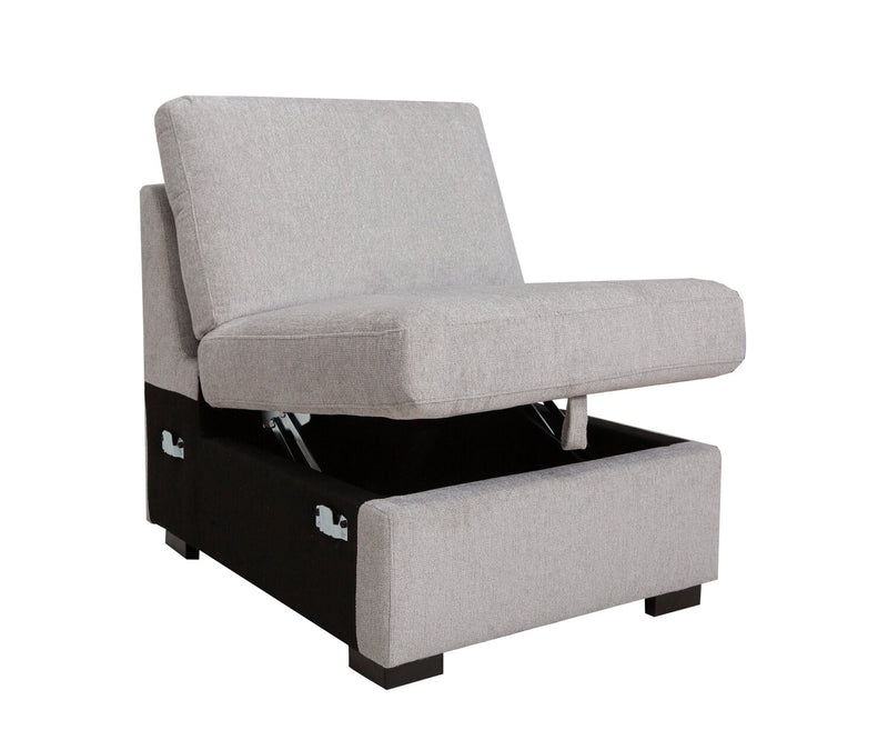 Sofa sectionnel Vault 7 pièces avec 5 fauteuils de rangement et console de rangement avec USB - gris