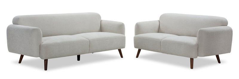 Sofa Sadie de 78,7 po en tissu avec pattes en hévéa - beige 