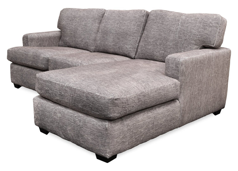Sofa sectionnel de droite Luxe 3 pièces fabriqué au Canada en tissu avec coussins amovibles - gris colombe Zaftig