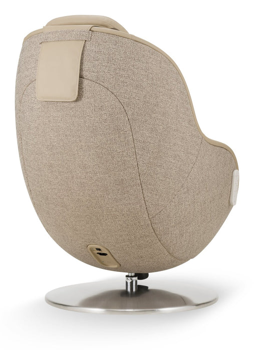 Fauteuil de massage inclinable LG de 29,6 po en tissu d’apparence cuir avec pouf assorti - brun