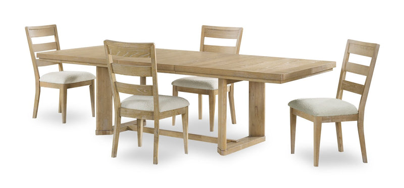 Ensemble de salle à manger Aspen 5 pièces avec table à rallonge, 80 po à 104 po et 4 chaises en tissu - naturel