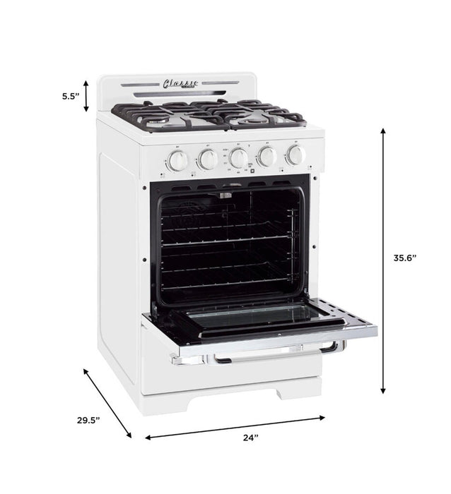 Cuisinière hors réseau Classic Rétro d’Unique de 24 po et de 18,5 pi3 - blanche - UGP-24CR OF1 W