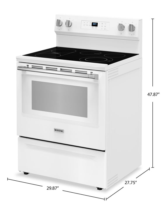 Cuisinière électrique Maytag de 5,3 pi3 et de 30 po avec friture à air sans préchauffage - blanche - YMFES6030RW