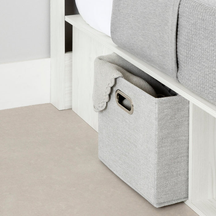 Ensemble lit plateforme et tête de lit à panneau Everley avec rangement et paniers intégrés, blanc - format lit double