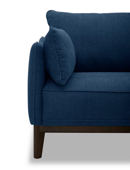 Sofa Gena de Cindy Crawford Home de 78,7 po de format condo en tissu d’apparence lin avec coussins de dossier amovibles - bleu minuit