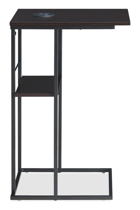 Table d’appoint Byron de 15.5 po avec recharge USB et Qi intégrée - rouge cacao et noir