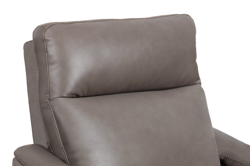 Fauteuil à inclinaison par poussée Natalie de 32,5 po en cuir véritable de qualité supérieure avec pattes en bois - gris