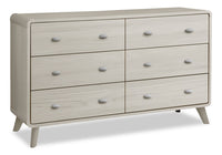 Commode de chambre à coucher moderne du milieu du 20e siècle Cami de 58,5 po (L) x 17,5 po (H) à 6 tiroirs - chêne gris