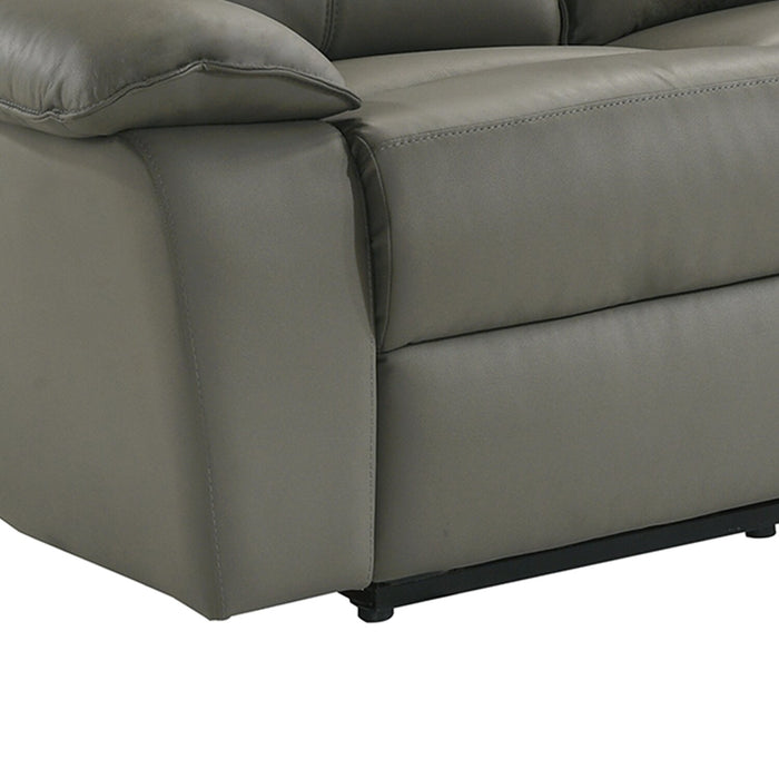 Sofa à inclinaison électrique Matteo de 88 po en cuir véritable - gris Aviarah