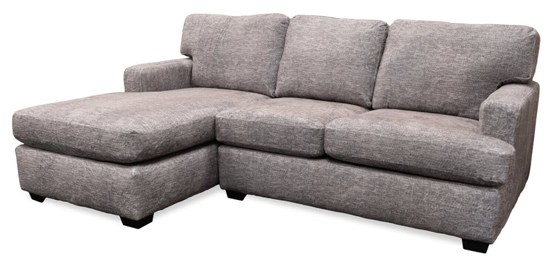 Sofa sectionnel de gauche Luxe 3 pièces fabriqué au Canada en tissu avec coussins amovibles - gris colombe Zaftig