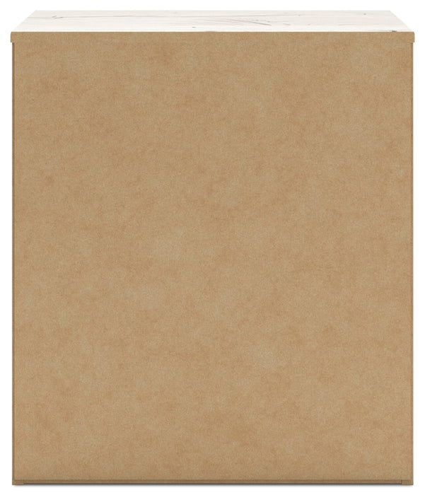 Table de nuit Derekson de 21,7 po (L) x 24,3 po (H) à 2 tiroirs avec ports USB - blanc rustique