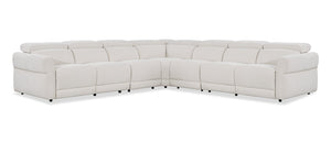 Sofa sectionnel à inclinaison électrique Aspen de Cindy Crawford Home 5 pièces avec appuie-têtes électriques et port USB - albâtre