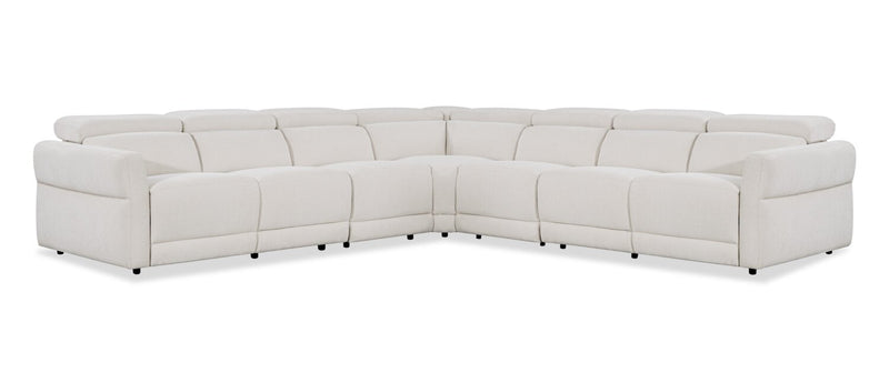 Sofa sectionnel à inclinaison électrique Aspen de Cindy Crawford Home 5 pièces avec appuie-têtes électriques et port USB - albâtre