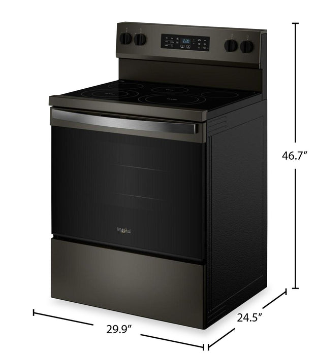 Cuisinière électrique Whirlpool de 5,3 pi3 avec cuisson à air – noir sur acier inoxydable - YWFES5730SV