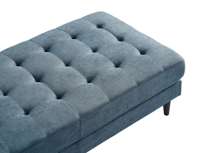 Pouf Metro de 63 po en tissu avec coussin capitonné - bleu denim