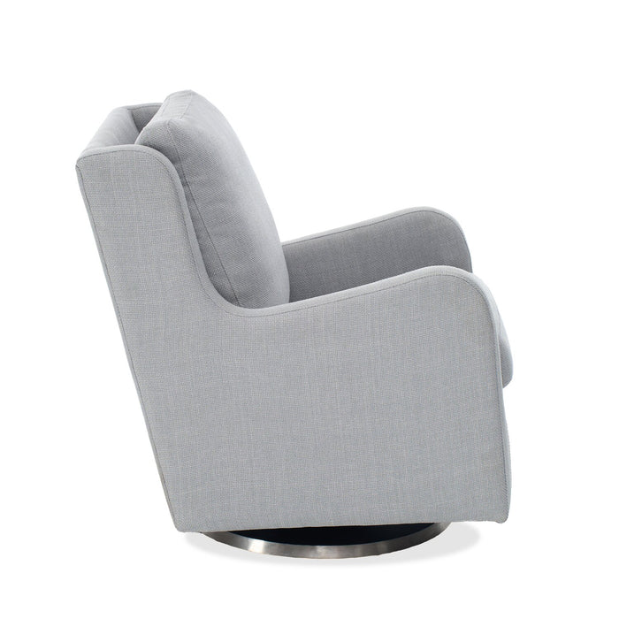 Fauteuil d’appoint à oreilles coulissant et pivotant Ellie de 29 po en tissu d’apparence lin avec accoudoirs en retrait - gris