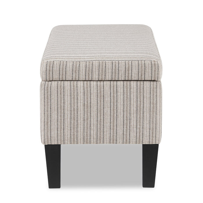 Pouf de rangement Calgary de 32 po en tissu - rayé gris
