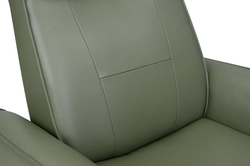 Fauteuil de massage à inclinaison électrique Serene de 31 po en cuir véritable avec appuie-tête électrique et siège chauffant - vert