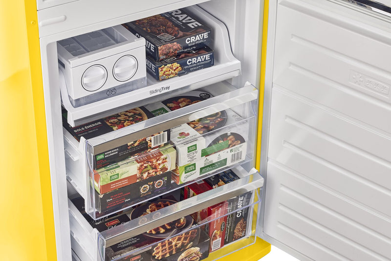 Réfrigérateur Classic Rétro par Unique de 24 po et de 12 pi3 à congélateur inférieur - jaune canari - UGP-340L Y AC