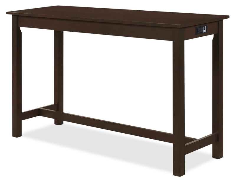 Coin-repas moderne Noah de 60 po avec 3 tabourets de hauteur comptoir et ports USB - espresso