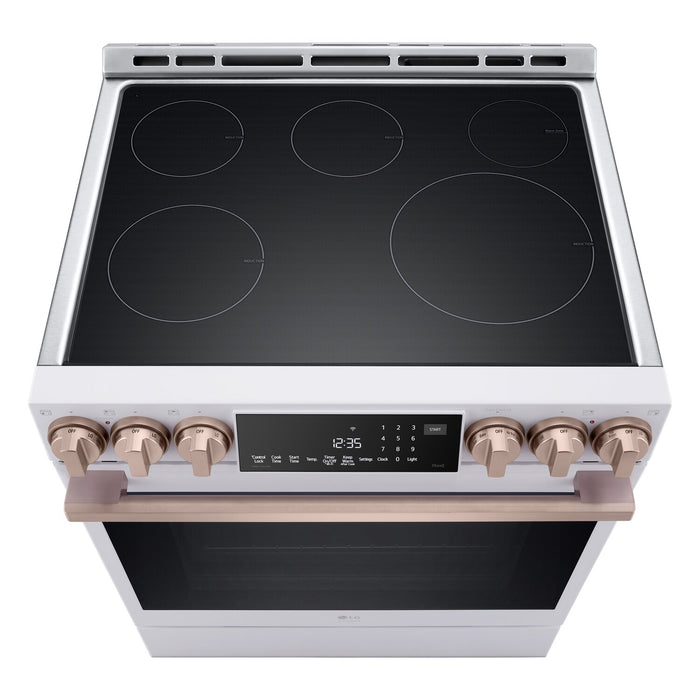 Cuisinière à induction LG Studio de 6,3 pi3 avec hublot InstaViewMD, friture à air et Air Sous Vide - essence blanche - LSIS6338NE