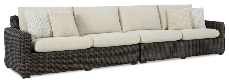 Ensemble Halifax 2 pièces pour la terrasse à l’extérieur avec causeuse de droite et causeuse de gauche - brun et beige