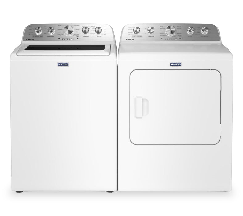 Laveuse à chargement par le haut 5,5 pi³ avec Animal Pet Pro et sécheuse électrique Animal Pet Pro 7,0 pi³ de Maytag - blanches
