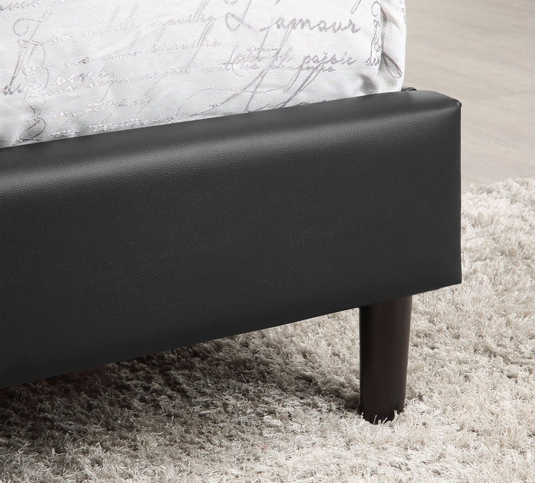 Lit plateforme rembourré Paseo en tissu de cuir végétalien noire - format grand lit