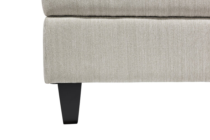 Pouf de rangement Nofia de 44 po fabriqué au Canada en tissu de chenille avec pattes en bois - beige lin