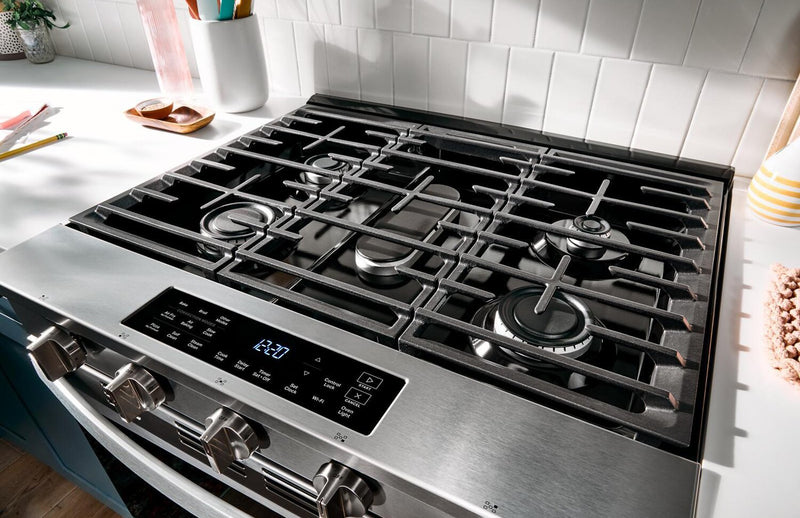 Cuisinière à gaz Whirlpool de 5 pi³ et de 30 po avec cuisson à air - noire - WSGS5030SB