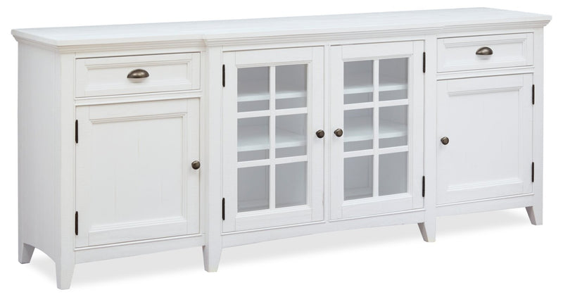 Meuble pour téléviseur traditionnel Wesley de 80 po avec rangement et système de gestion des câbles pour téléviseurs jusqu’à 85 po - blanc calcaire