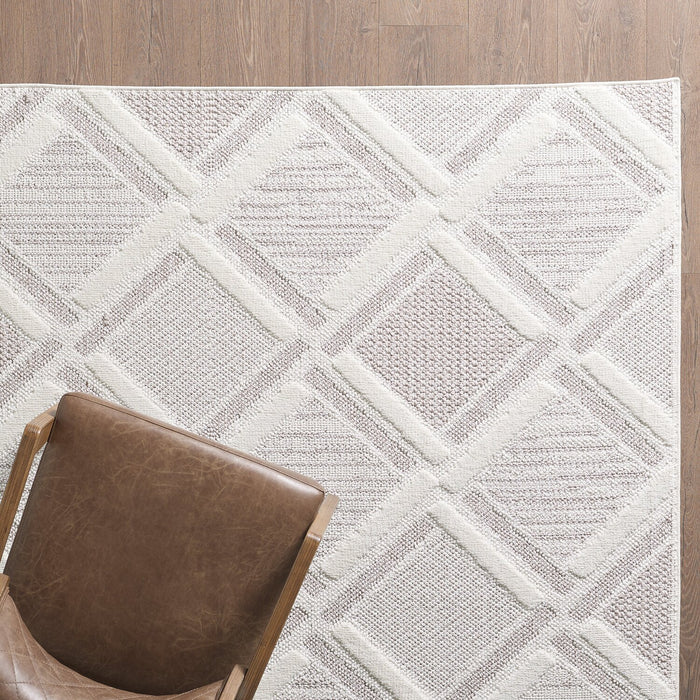 Carpette Knox beige à motif marocain - 7 pi 11 po x 10 pi 10 po