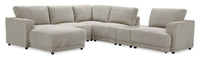  Sofa sectionnel modulaire de gauche Voyage 6 pièces en tissu avec console et coussins de dossier amovibles - taupe