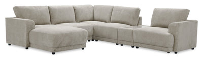 Voyage Modular 6-Piece Left-Facing Fabric Sectional with Console and Removable Back Cushions – Taupe | Sofa sectionnel modulaire de gauche Voyage 6 pièces en tissu avec console et coussins de dossier amovibles - taupe