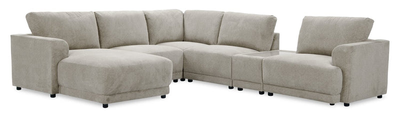 Sofa sectionnel modulaire de gauche Voyage 6 pièces en tissu avec console et coussins de dossier amovibles - taupe