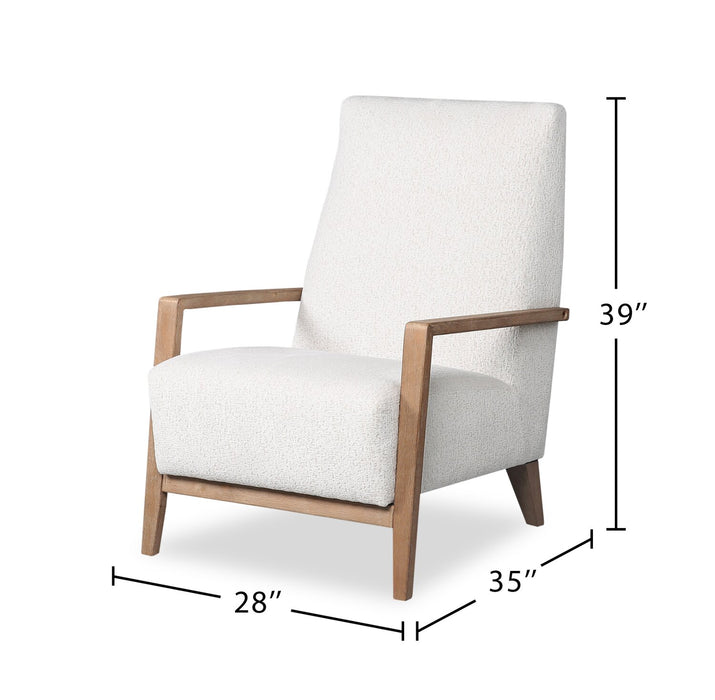 Fauteuil d’appoint Adley 28 po en tissu de chenille avec accoudoirs et pattes en bois - blanc albâtre