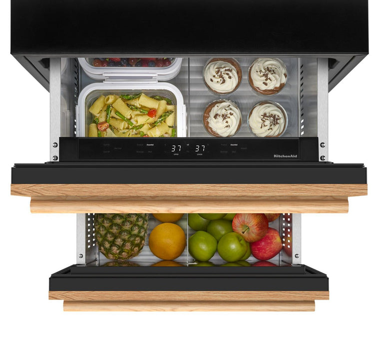 Tiroir réfrigérateur-congélateur double KitchenAid de 5,7 pi³ et de 24 po sous le comptoir - panneau personnalisable - KUCT524SPA