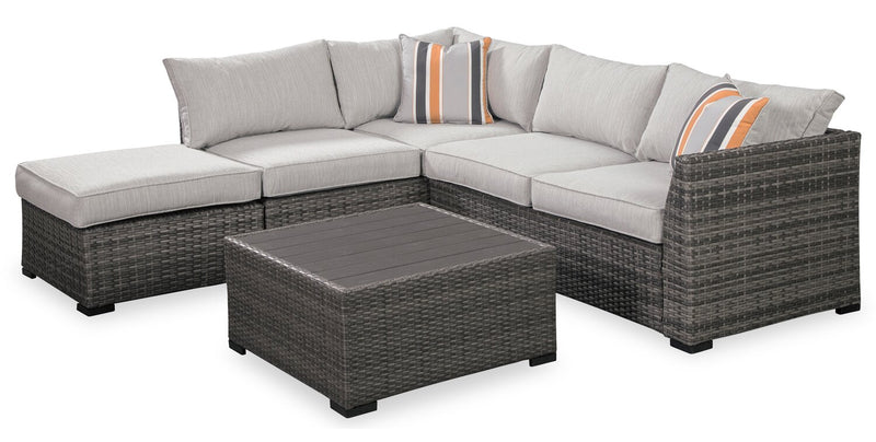 Ensemble Victoria 4 pièces pour la terrasse à l’extérieur avec causeuse, fauteuil sans accoudoirs - gris