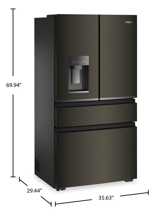 Réfrigérateur Whirlpool de 22 pi3 et de 36 po de profondeur comptoir véritable à portes françaises - acier inoxydable noir - WRMC7036RV