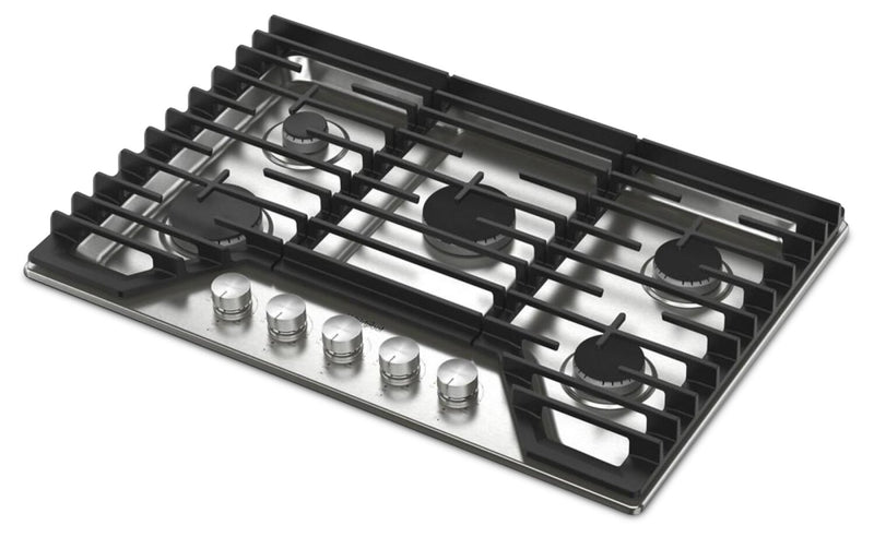 Surface de cuisson à gaz Whirlpool de 30 po avec 5e brûleur et grilles en fonte à charnières EZ-2-LiftMC - WCGK7030PS