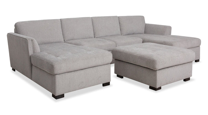 Sofa sectionnel Vault 3 pièces avec causeuse-lit et deux fauteuils longs de rangement - gris